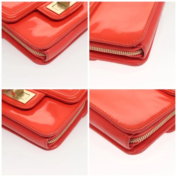 CHANEL Chain Shoulder Wallet Enamel Orange Gold - Picture 16 of 16